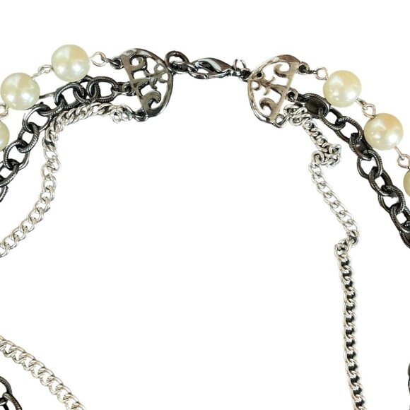 Vintage Inspired Long Pearl and Chain Necklace Elegant Layered Design 34" Length - Picture 10 of 10